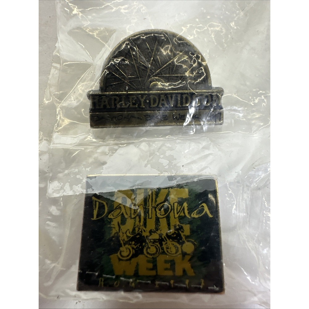 2 Vintage 1997 Harley Davidson HOG Daytona Bike Week Ride Rally Vest Jacket Pin